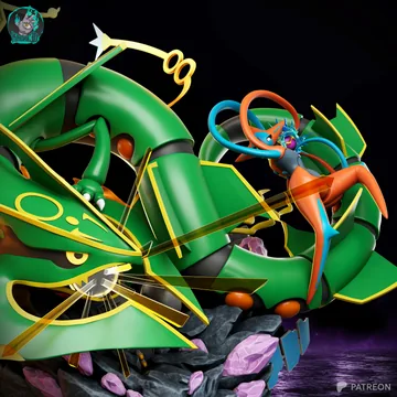 Rayquaza vs Deoxys Sculpture thumbnail 3