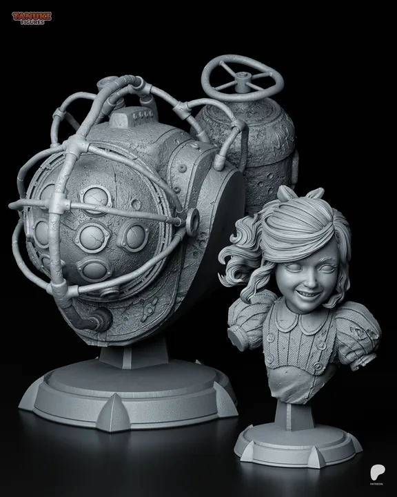 Big Daddy and Little Sister - BioShock - Bust