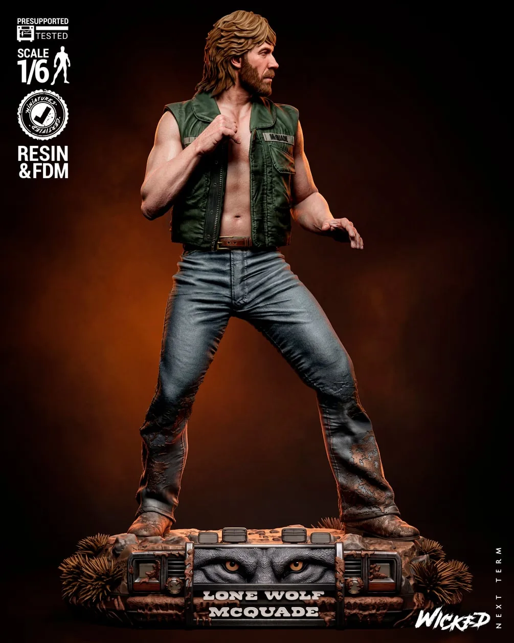 Chuck Norris Lone Wolf Sculpture