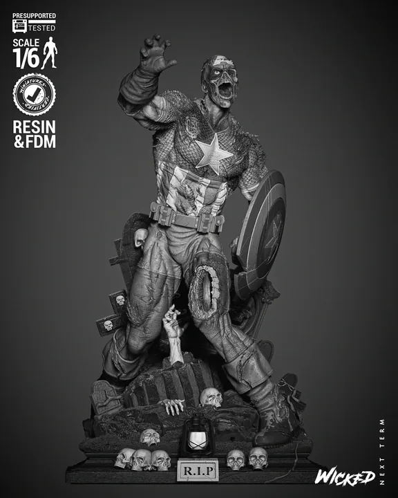 Captain America Zombie Sculpture
