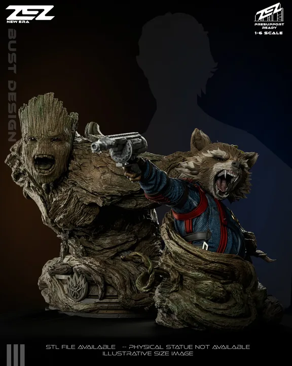 Groot And Rocket Bust