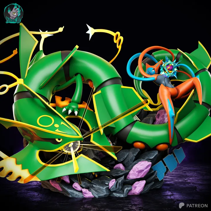 Rayquaza vs Deoxys Sculpture