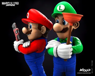 Mario and Luigi Sculpture thumbnail 5