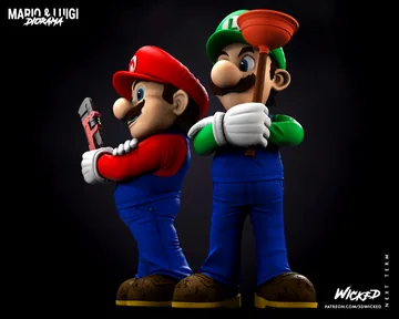 Mario and Luigi Sculpture thumbnail 2