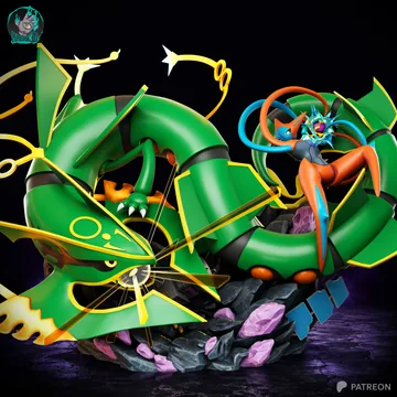 Rayquaza vs Deoxys Sculpture thumbnail 1