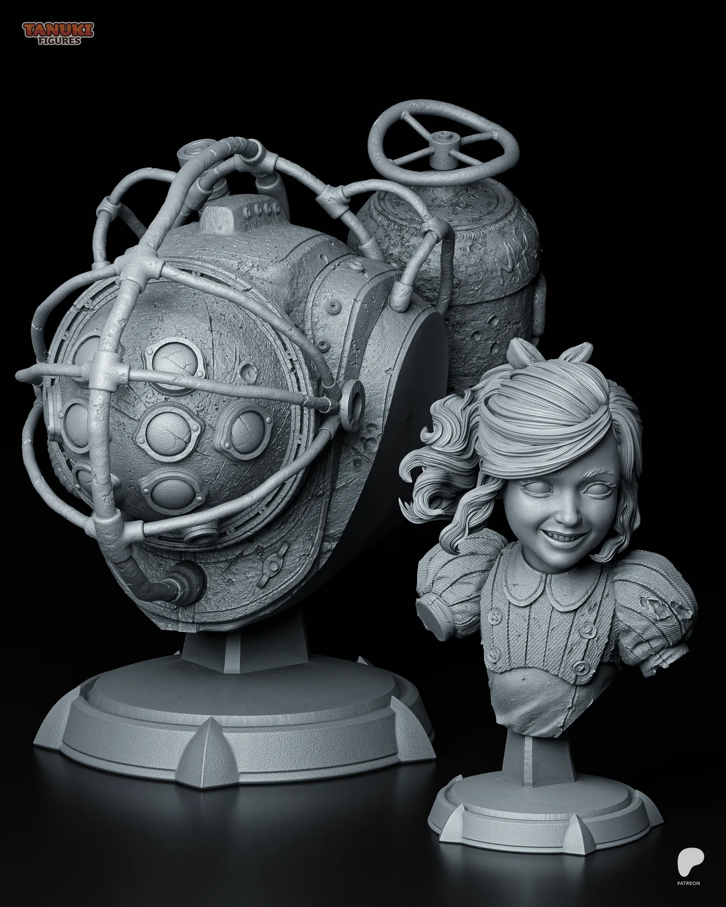 Big Daddy and Little Sister - BioShock - Bust