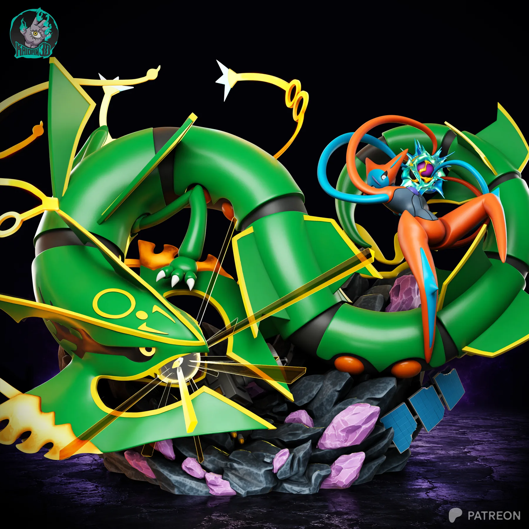 Rayquaza vs Deoxys Sculpture