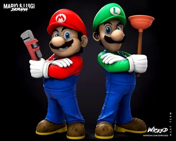 Mario and Luigi Sculpture thumbnail 1
