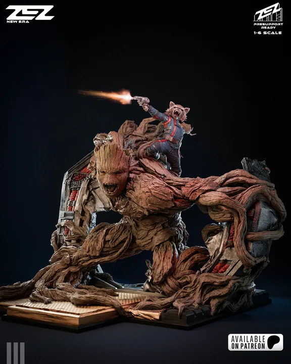 Groot And Rocket Sculpture
